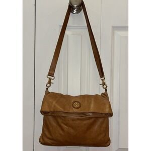 Tory Burch Designer Dena Foldover Convertible Flap Crossbody Purse Leather Bag